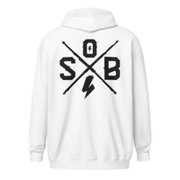 Sons of Battery® - E-MTB Brand & Community Weiß / S Cross - Unisex Heavy-Blend Zip Hoodie E-Bike-Community