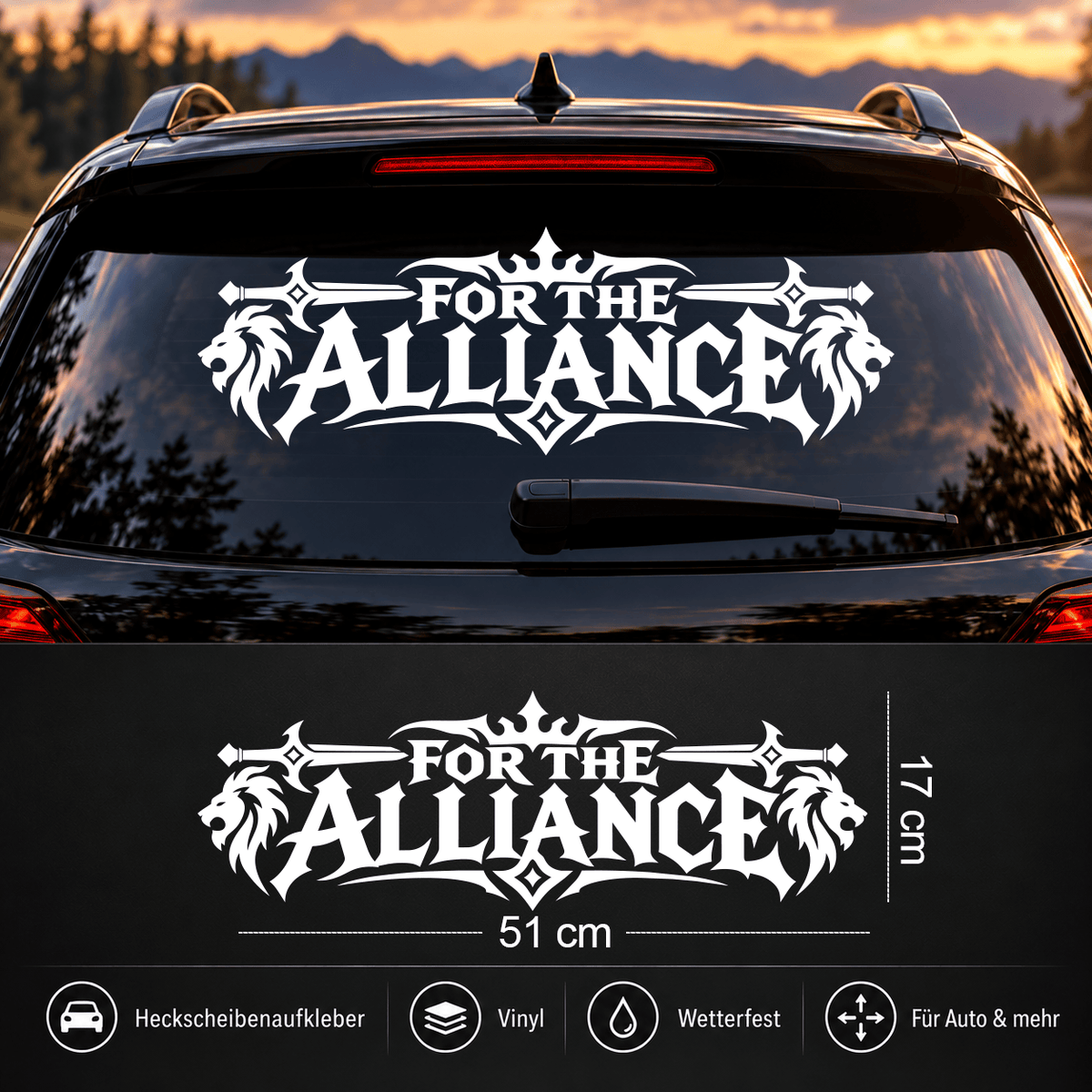 Sons of Battery® Vinylaufkleber FOR THE ALLIANCE – Vinyl Heckscheibenaufkleber E-Bike-Community
