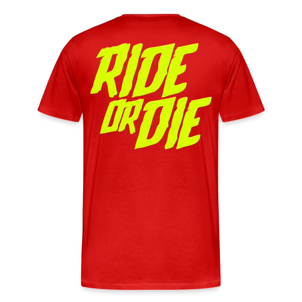 SPOD Männer Premium T-Shirt | Spreadshirt 812 Rot / S Ride or Die - Neongelb - Männer Premium T-Shirt E-Bike-Community