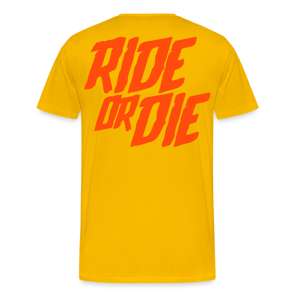 SPOD Männer Premium T-Shirt | Spreadshirt 812 Sonnengelb / S Ride or Die - Neonorange - Männer Premium T-Shirt E-Bike-Community