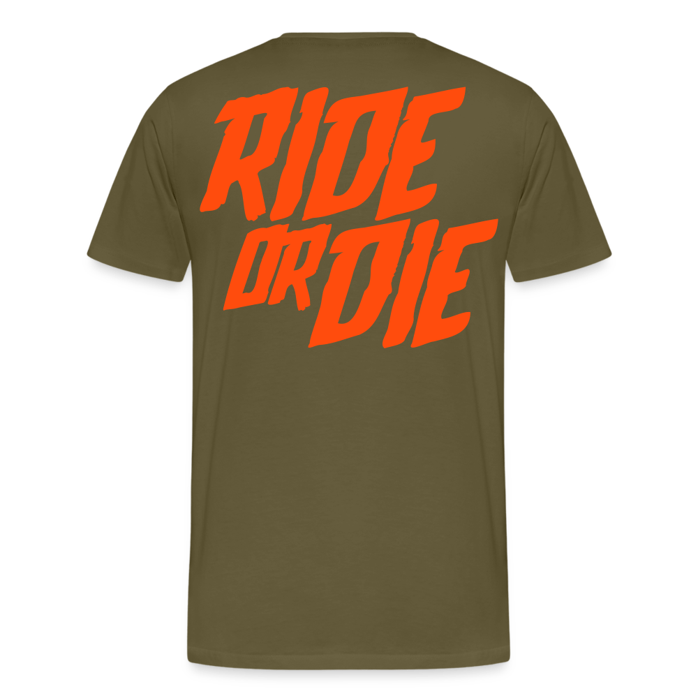 SPOD Männer Premium T-Shirt | Spreadshirt 812 Khaki / S Ride or Die - Neonorange - Männer Premium T-Shirt E-Bike-Community