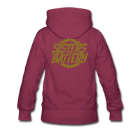SPOD Frauen Premium Hoodie Bordeaux / S Sisters of Battery - GOLD EDITION - Frauen Premium Hoodie E-Bike-Community