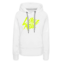 SPOD Frauen Premium Hoodie Love 2 Ride - Neongelb Frauen Premium Hoodie E-Bike-Community