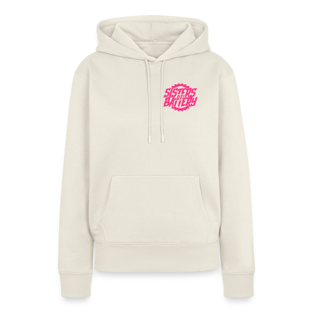 SPOD Frauen Premium Hoodie Naturweiß / S Sisters of Battery - Neonpink - Frauen Premium Hoodie E-Bike-Community