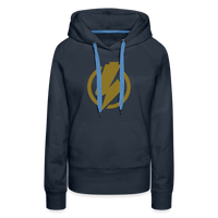 SPOD Frauen Premium Hoodie Navy / S Lightning - Gold Effekt Folie - Frauen Premium Hoodie E-Bike-Community