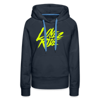 SPOD Frauen Premium Hoodie Navy / S Love 2 Ride - Neongelb Frauen Premium Hoodie E-Bike-Community