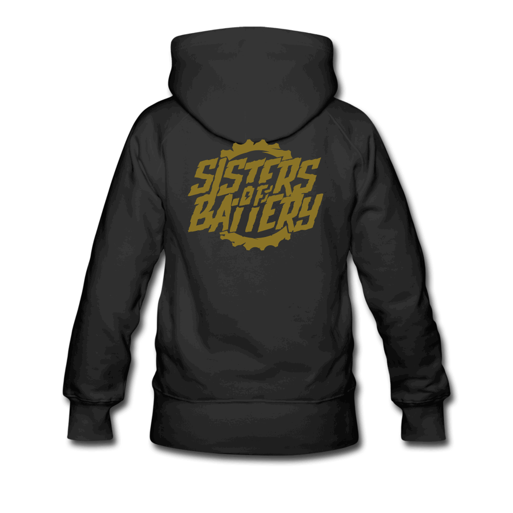 SPOD Frauen Premium Hoodie Schwarz / S Sisters of Battery - GOLD EDITION - Frauen Premium Hoodie E-Bike-Community
