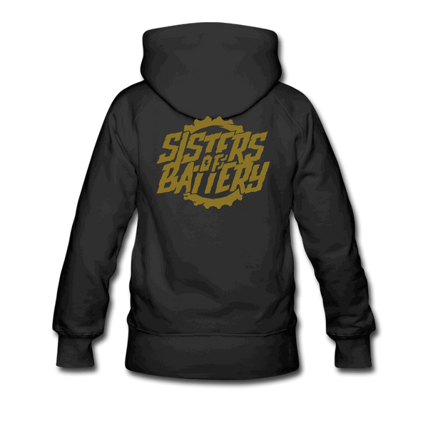 SPOD Frauen Premium Hoodie Schwarz / S Sisters of Battery - GOLD EDITION - Frauen Premium Hoodie E-Bike-Community
