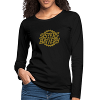 SPOD Frauen Premium Langarmshirt Schwarz / S Sisters of Battery - Gold Edition -Frauen Premium Langarmshirt E-Bike-Community