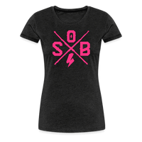 SPOD Frauen Premium T-Shirt Anthrazit / S Cross - Neonpink - Frauen Premium T-Shirt E-Bike-Community