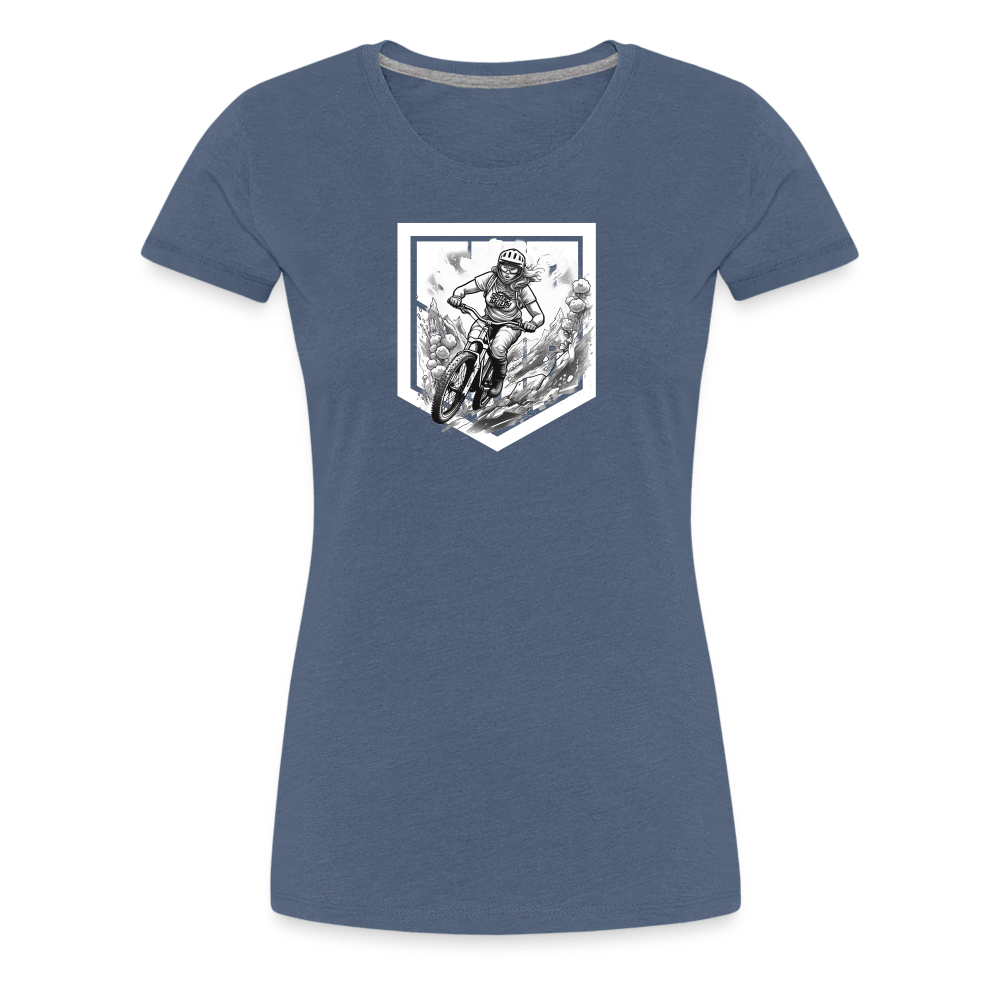 SPOD Frauen Premium T-Shirt Blau meliert / S Sisters of Battery - SoB - Frauen Premium T-Shirt E-Bike-Community