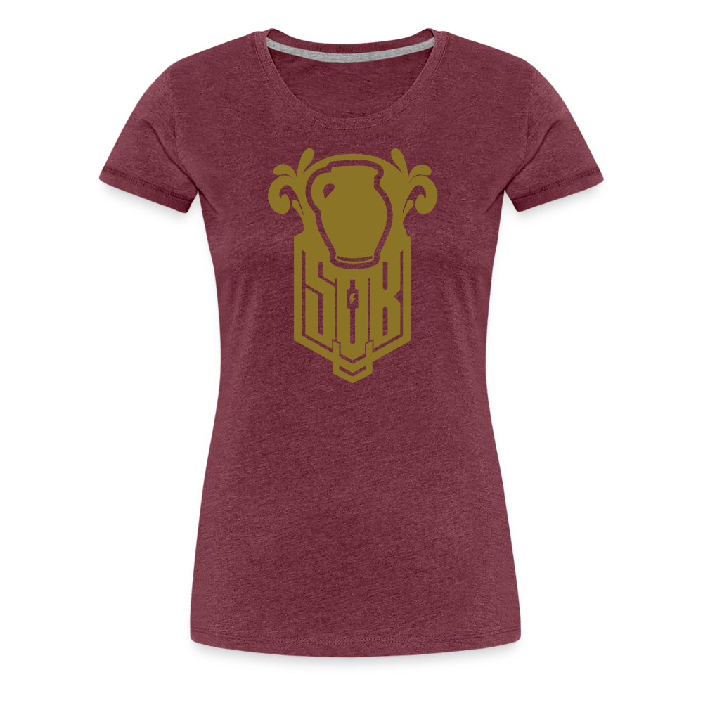 SPOD Frauen Premium T-Shirt Bordeauxrot meliert / S Bembel - Gold - Frauen Premium T-Shirt E-Bike-Community