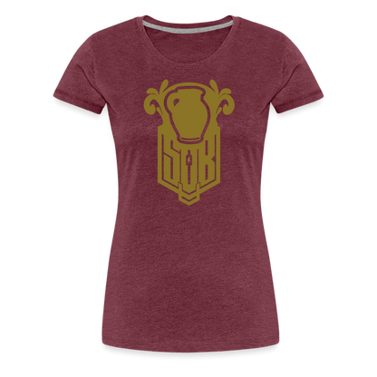 SPOD Frauen Premium T-Shirt Bordeauxrot meliert / S Bembel - Gold - Frauen Premium T-Shirt E-Bike-Community