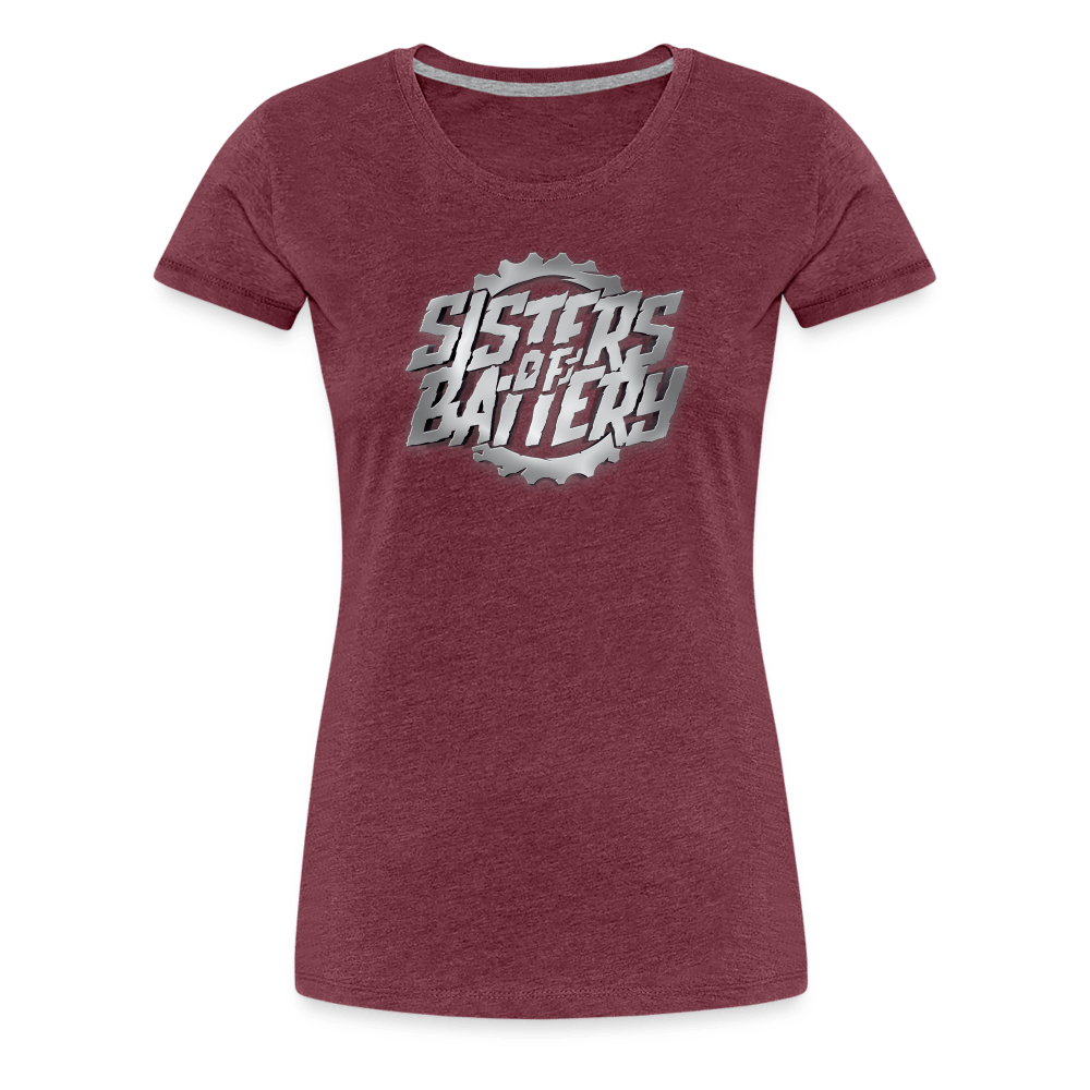 SPOD Frauen Premium T-Shirt Bordeauxrot meliert / S Sisters of Battery 3D - Frauen Premium T-Shirt E-Bike-Community