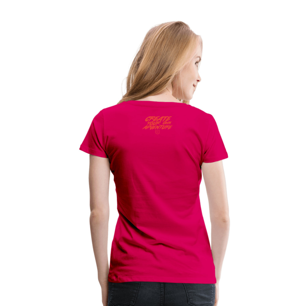 SPOD Frauen Premium T-Shirt dunkles Pink / S LOSE THE PATH - CREATE YOUR OWN ADVENTURE E-Bike-Community
