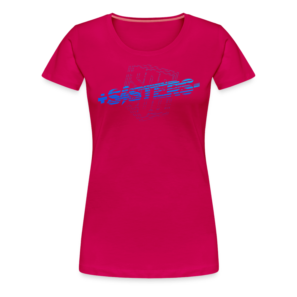 SPOD Frauen Premium T-Shirt dunkles Pink / S Sisters Blue - Frauen Premium T-Shirt E-Bike-Community