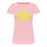 SPOD Frauen Premium T-Shirt Hellrosa / S Cross - Neongelb - Frauen Premium T-Shirt E-Bike-Community