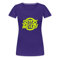 SPOD Frauen Premium T-Shirt Lila / S Sisters of Battery - Neongelb Frauen Premium T-Shirt E-Bike-Community