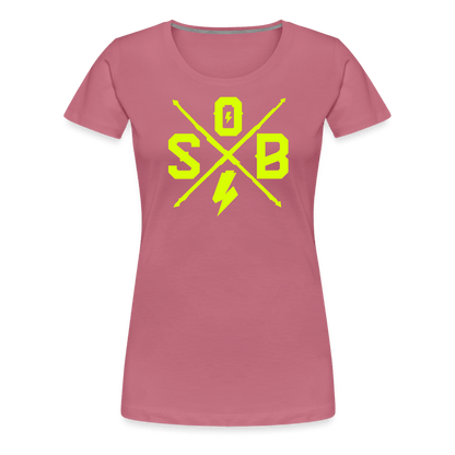 SPOD Frauen Premium T-Shirt Malve / S Cross - Neongelb - Frauen Premium T-Shirt E-Bike-Community