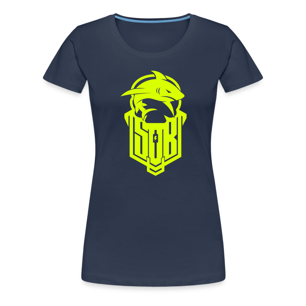 SPOD Frauen Premium T-Shirt Navy / S Hai Bike - Neongelb - Frauen Premium T-Shirt E-Bike-Community