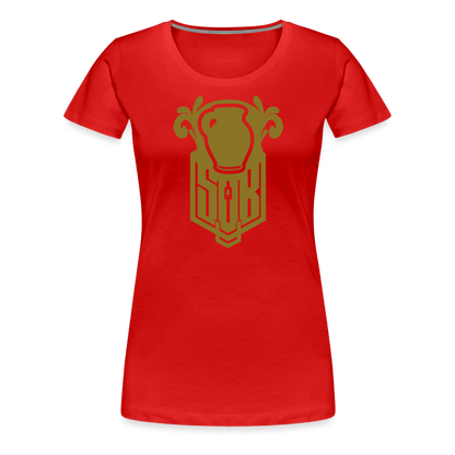 SPOD Frauen Premium T-Shirt Rot / S Bembel - Gold - Frauen Premium T-Shirt E-Bike-Community