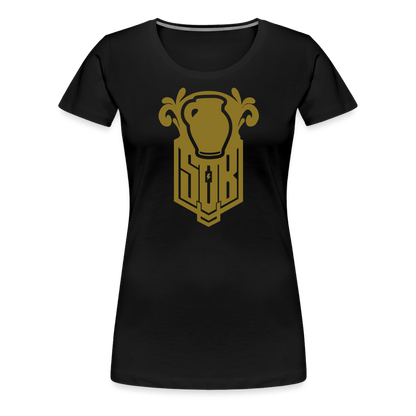 SPOD Frauen Premium T-Shirt Schwarz / S Bembel - Gold - Frauen Premium T-Shirt E-Bike-Community
