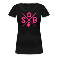 SPOD Frauen Premium T-Shirt Schwarz / S Cross - Neonpink - Frauen Premium T-Shirt E-Bike-Community