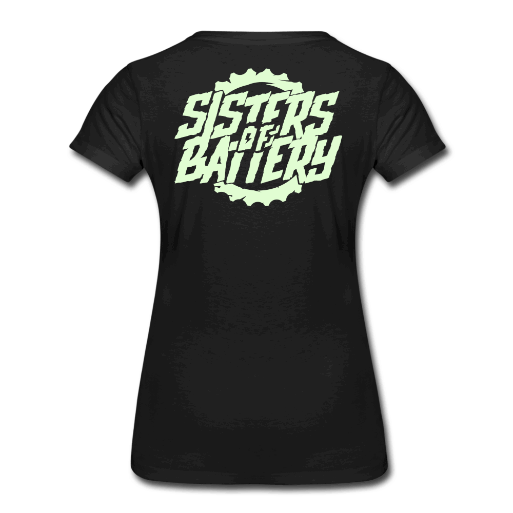 SPOD Frauen Premium T-Shirt Schwarz / S Sisters of Battery - Glow in the Dark - Frauen Premium T-Shirt E-Bike-Community