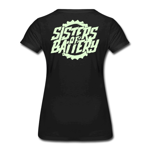 SPOD Frauen Premium T-Shirt Schwarz / S Sisters of Battery - Glow in the Dark - Frauen Premium T-Shirt E-Bike-Community