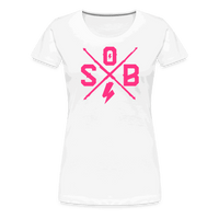 SPOD Frauen Premium T-Shirt weiß / S Cross - Neonpink - Frauen Premium T-Shirt E-Bike-Community