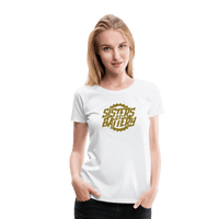 SPOD Frauen Premium T-Shirt Weiß / S Sisters of Battery - Signature GOLD Edition - Frauen Premium T-Shirt E-Bike-Community