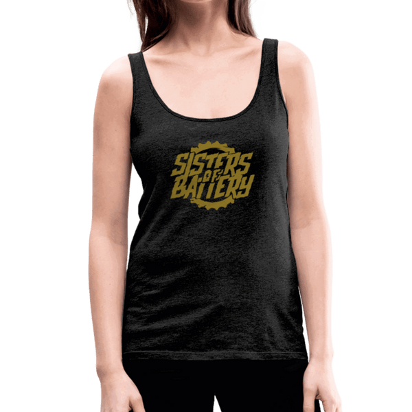 SPOD Frauen Premium Tank Top Anthrazit / S Sisters of Battery - GOLD EDITION - Front Frauen Premium Tank Top E-Bike-Community