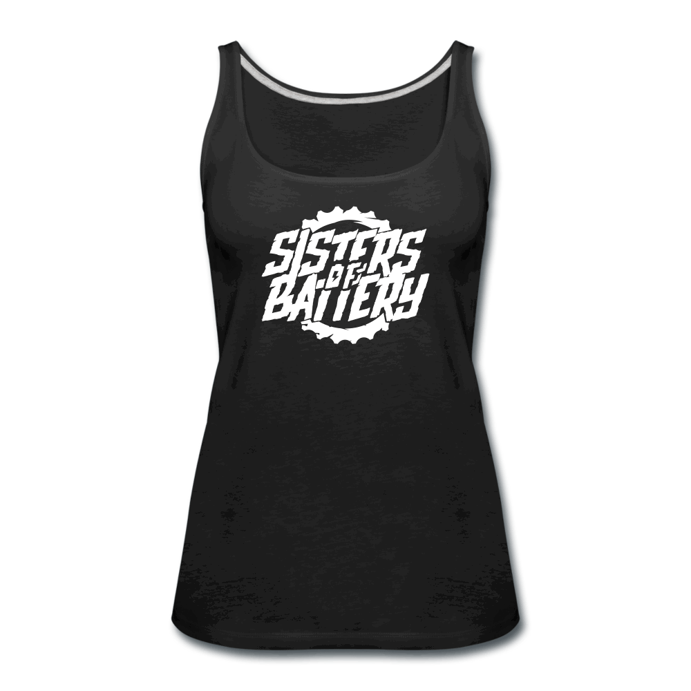 SPOD Frauen Premium Tank Top Schwarz / S Sister of Battery OG Logo - Frauen Premium Tank Top E-Bike-Community