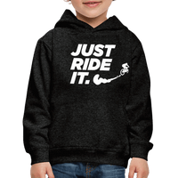 SPOD Kinder Premium Hoodie Anthrazit / 98/104 (3-4 Jahre) JUST RIDE IT - Kinder Premium Hoodie E-Bike-Community