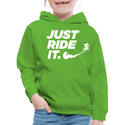 SPOD Kinder Premium Hoodie Hellgrün / 98/104 (3-4 Jahre) JUST RIDE IT - Kinder Premium Hoodie E-Bike-Community