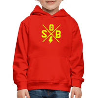SPOD Kinder Premium Hoodie Rot / 98/104 (3-4 Jahre) SoB Cross Kids Premium Hoodie E-Bike-Community