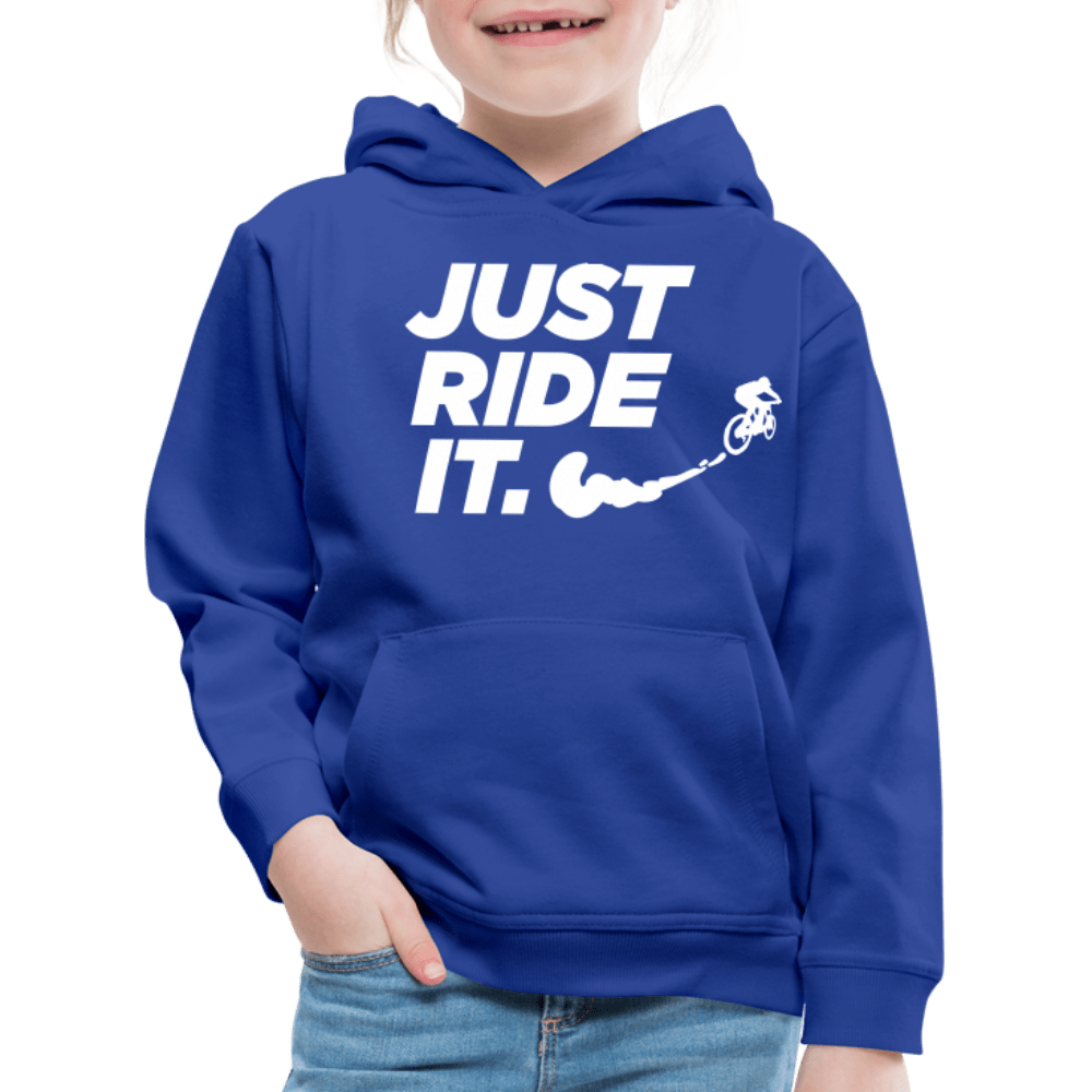 SPOD Kinder Premium Hoodie Royalblau / 98/104 (3-4 Jahre) JUST RIDE IT - Kinder Premium Hoodie E-Bike-Community