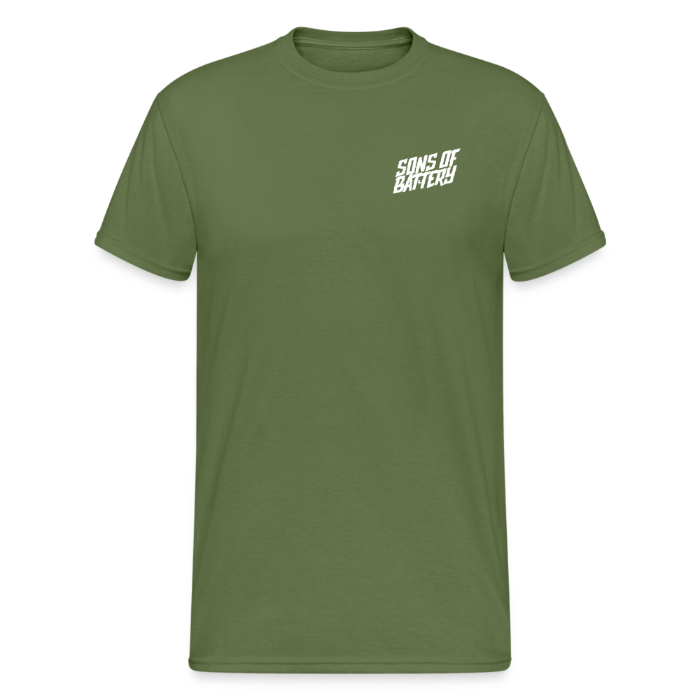 SPOD Männer Gildan Heavy T-Shirt Militärgrün / S Brust / Rücken - Enduro Signature - Heavy Shirt E-Bike-Community