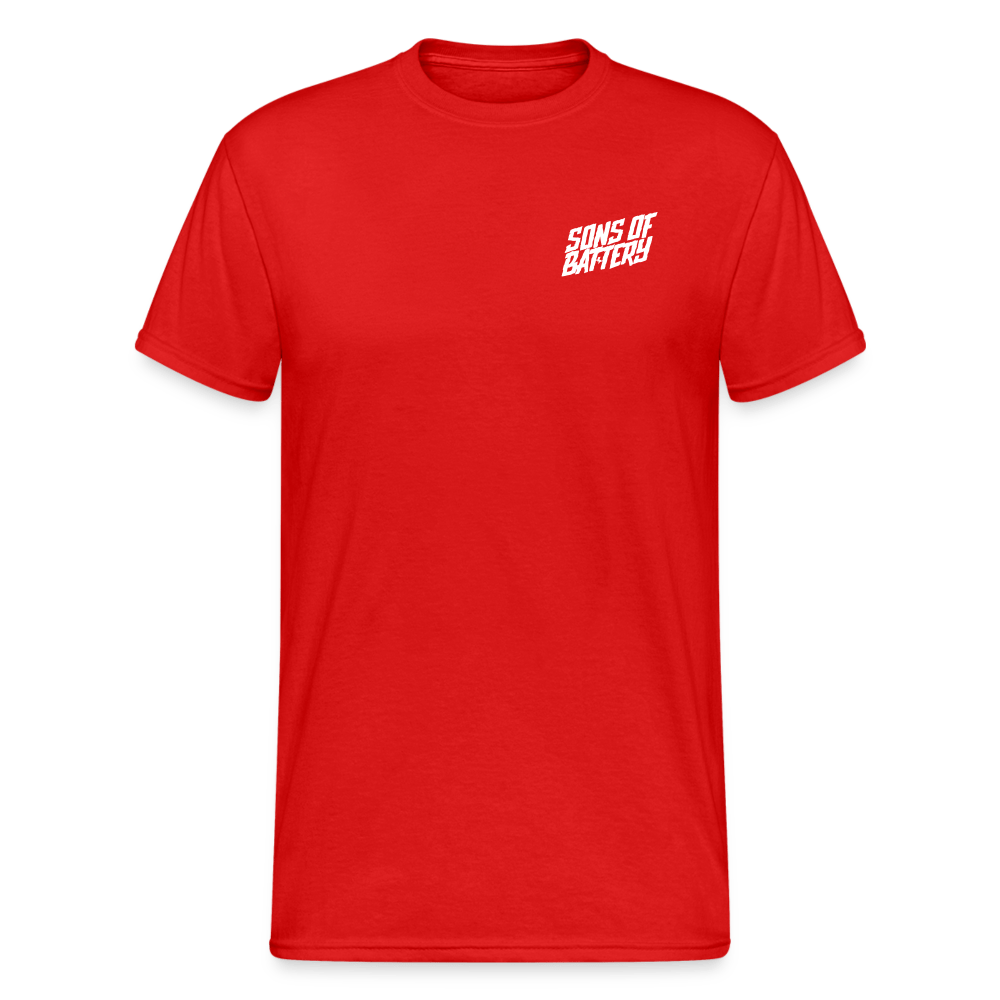 SPOD Männer Gildan Heavy T-Shirt Rot / S Brust / Rücken - Enduro Signature - Heavy Shirt E-Bike-Community
