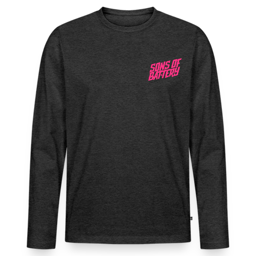 SPOD Männer Premium Bio Langarmshirt Anthrazit meliert / S Signature Pink - Männer Premium Langarmshirt E-Bike-Community