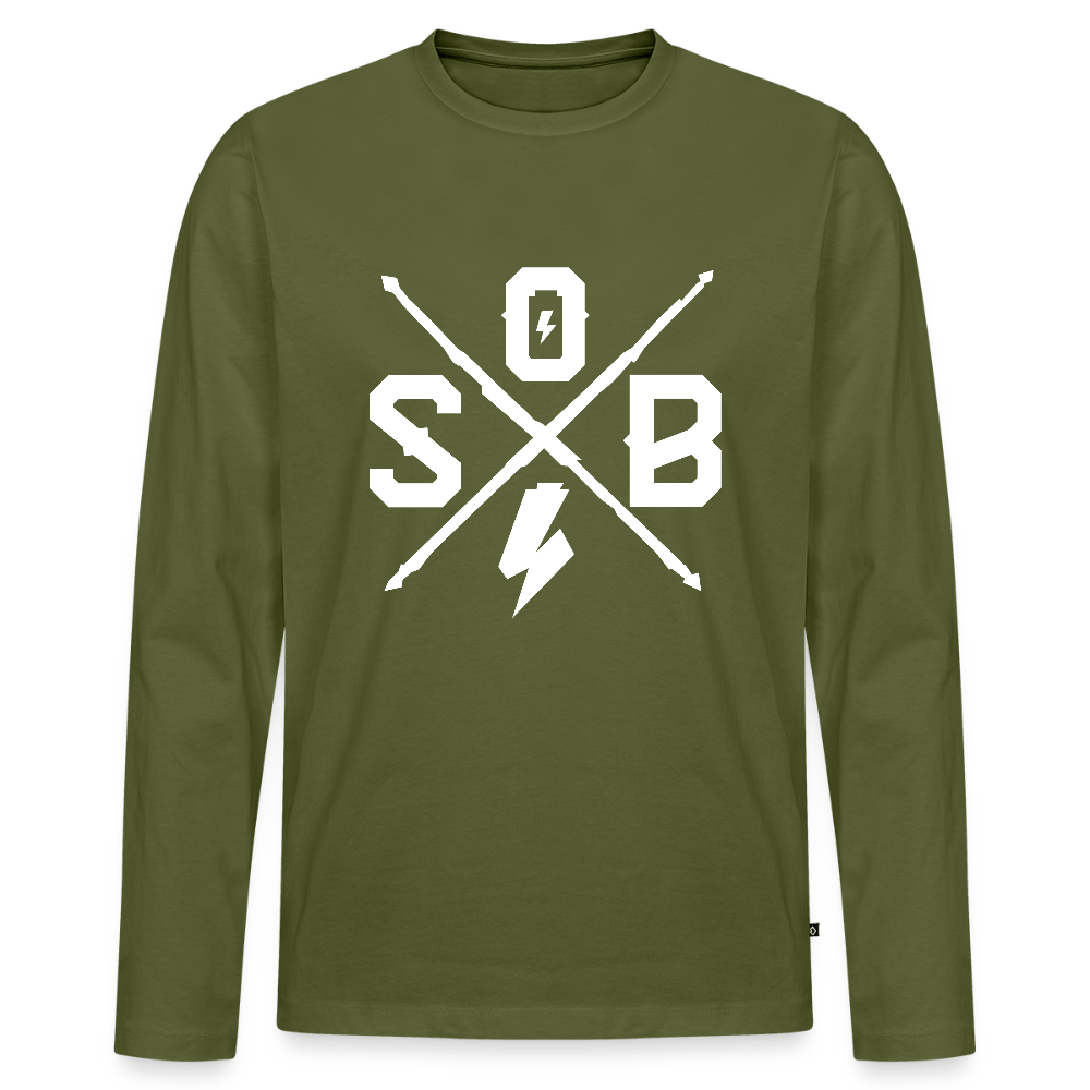 SPOD Männer Premium Bio Langarmshirt Khaki / S Cross Logo Premium Langarmshirt E-Bike-Community