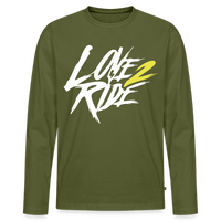 SPOD Männer Premium Bio Langarmshirt Khaki / S Love 2 Ride - Männer Premium Langarmshirt E-Bike-Community