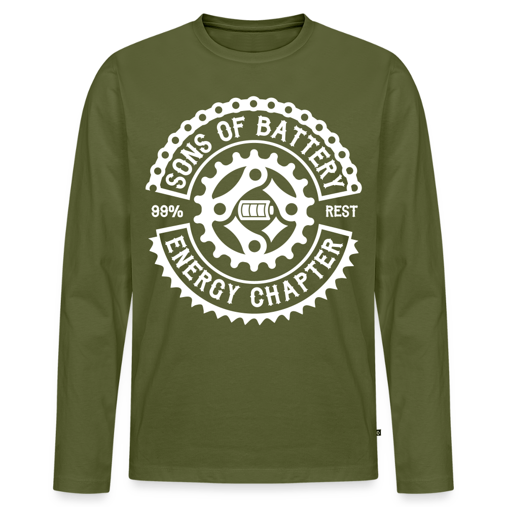 SPOD Männer Premium Bio Langarmshirt Khaki / S Original Logo - Männer Premium Langarmshirt E-Bike-Community