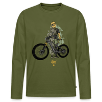 SPOD Männer Premium Bio Langarmshirt Khaki / S Shred or Alive (DTG) - Männer Premium Langarmshirt E-Bike-Community