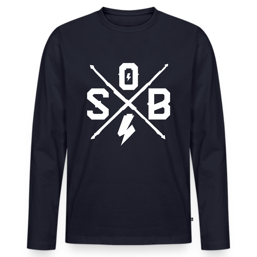 SPOD Männer Premium Bio Langarmshirt Navy / S Cross Logo Premium Langarmshirt E-Bike-Community
