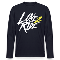 SPOD Männer Premium Bio Langarmshirt Navy / S Love 2 Ride - Männer Premium Langarmshirt E-Bike-Community
