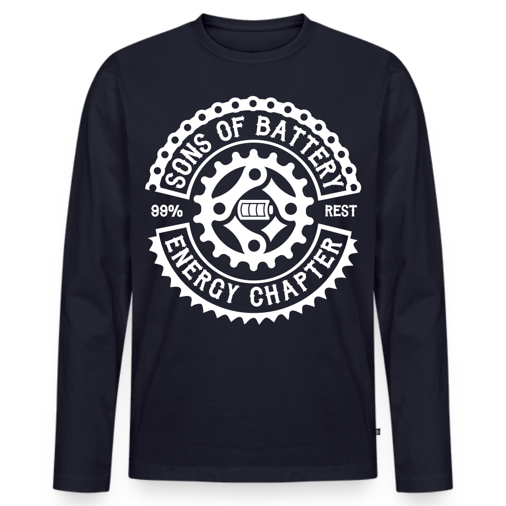SPOD Männer Premium Bio Langarmshirt Navy / S Original Logo - Männer Premium Langarmshirt E-Bike-Community
