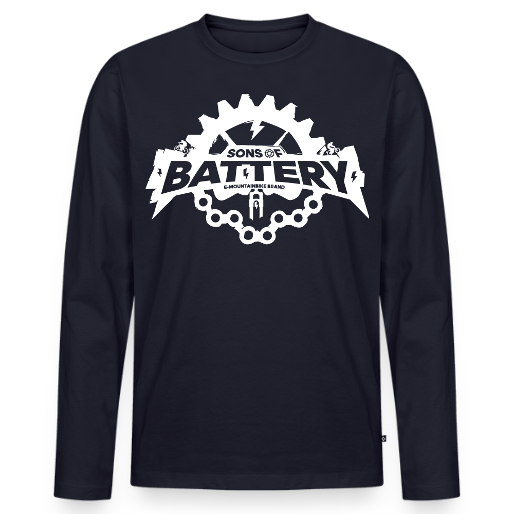 SPOD Männer Premium Bio Langarmshirt Navy / S Rough Skull (DTG) Premium Langarmshirt E-Bike-Community