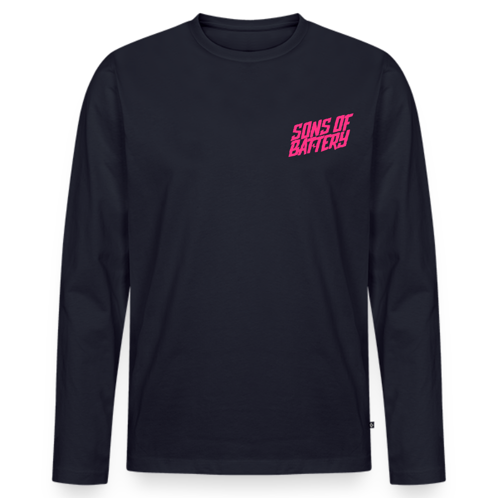 SPOD Männer Premium Bio Langarmshirt Navy / S Signature Pink - Männer Premium Langarmshirt E-Bike-Community