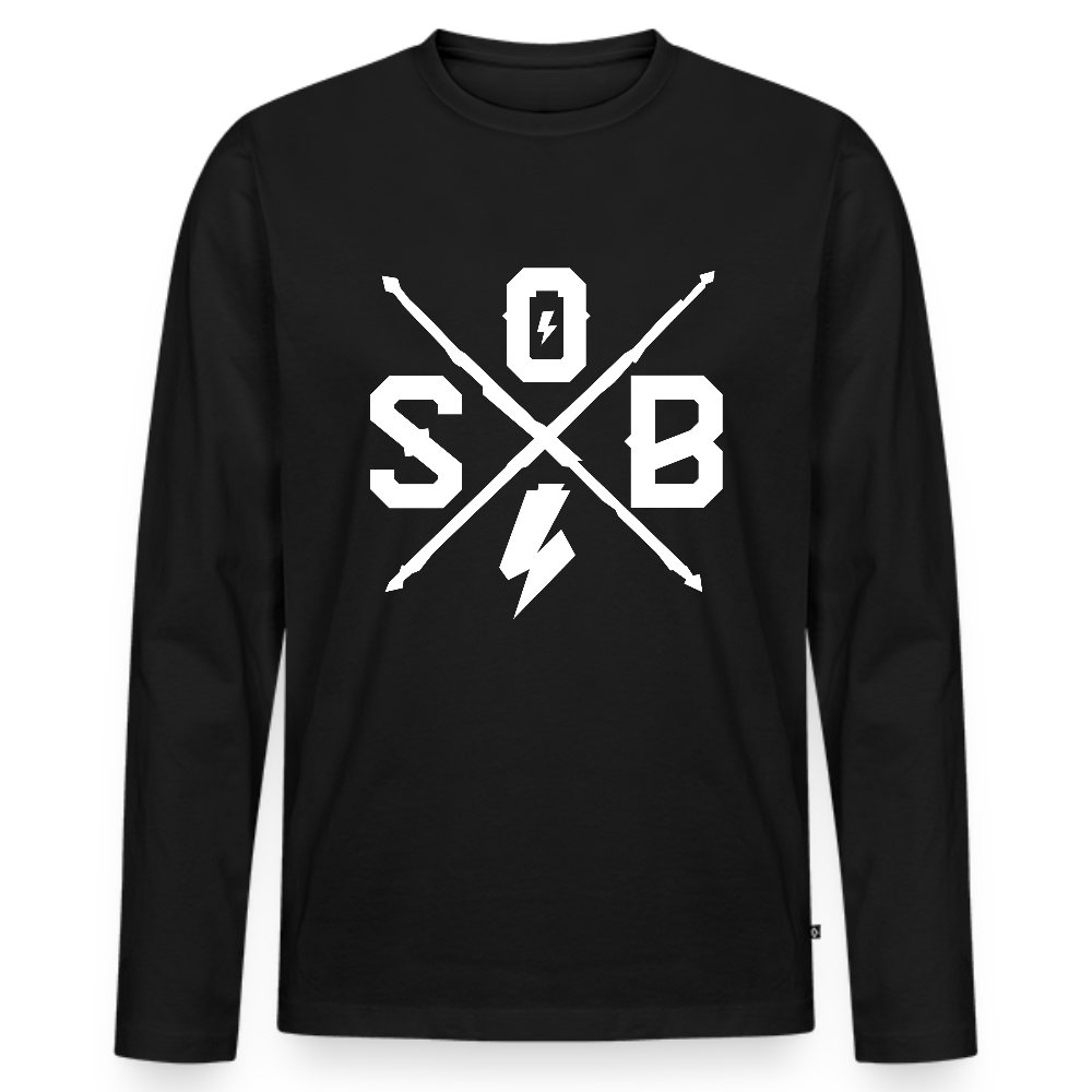 SPOD Männer Premium Bio Langarmshirt Schwarz / S Cross Logo Premium Langarmshirt E-Bike-Community
